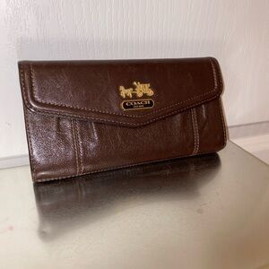 Coach Madison Women’s Leather Check book Clutch Wallet